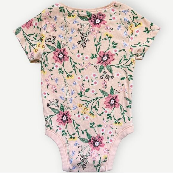 Old Navy Baby Girls Short Sleeve Pink Floral Onesie Bodysuit. 12-18 Months. - Picture 2 of 5